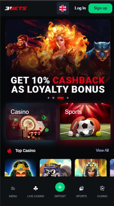 31Bets Casino Lobby