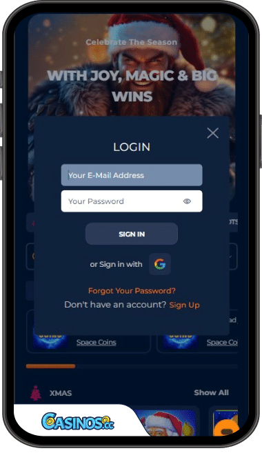 Axe Casino Login from Mobile