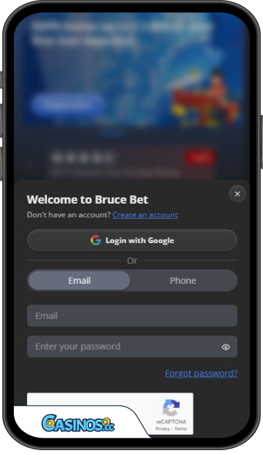 BruceBet Casino Login from Mobile