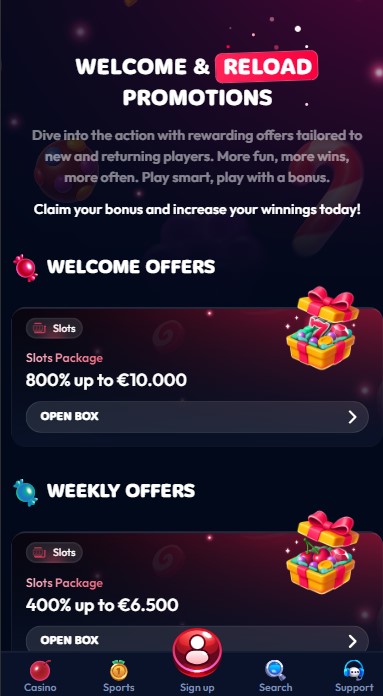 Gambiva Casino Bonuses
