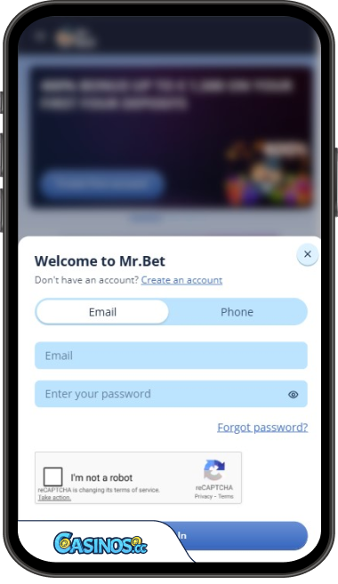 MrBet Casino Login from Mobile