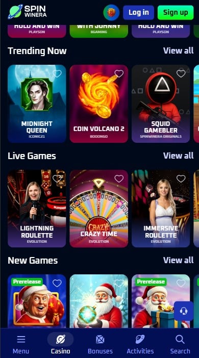 SpinWinera Casino Games