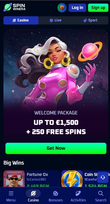 SpinWinera Casino Lobby