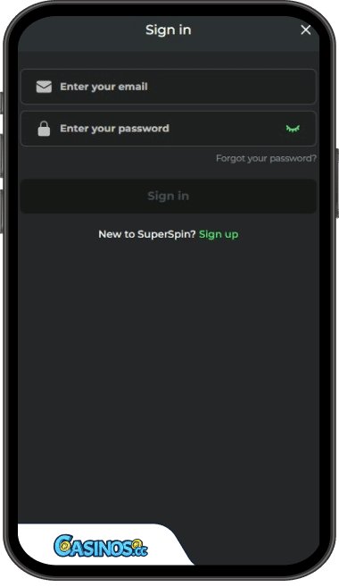 Super Spin Casino Login from Mobile