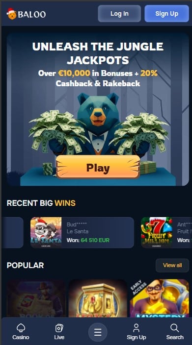 BalooBet Casino Lobby