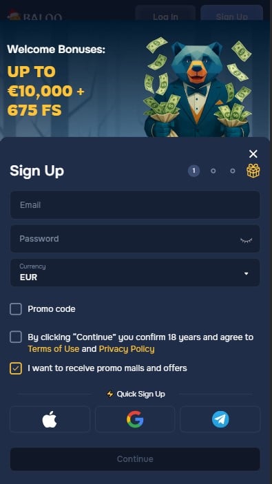 BalooBet Casino Sign Up