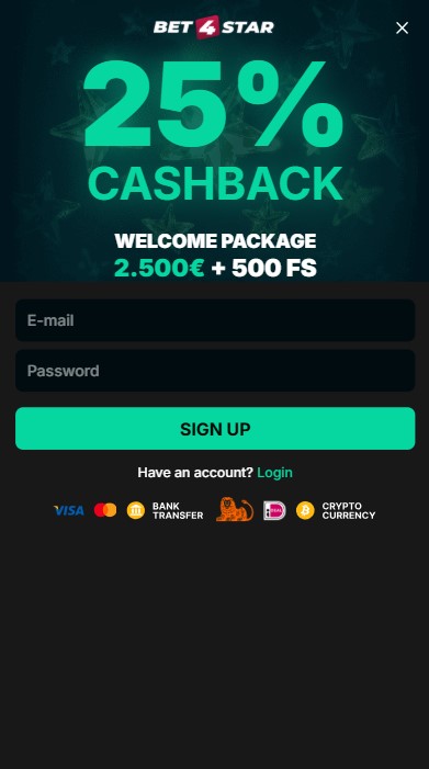 Bet4Star Casino Sign Up