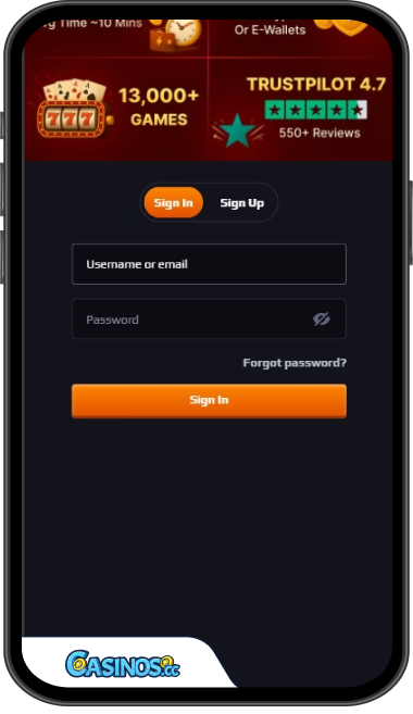 Blaze Spins Casino Login from Mobile