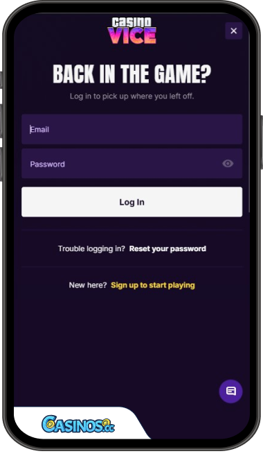 Casino Vice Login vanaf mobiel