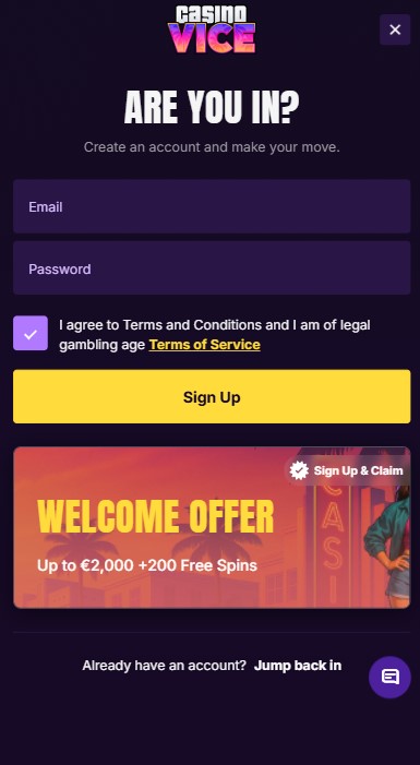 Casino Vice Sign Up