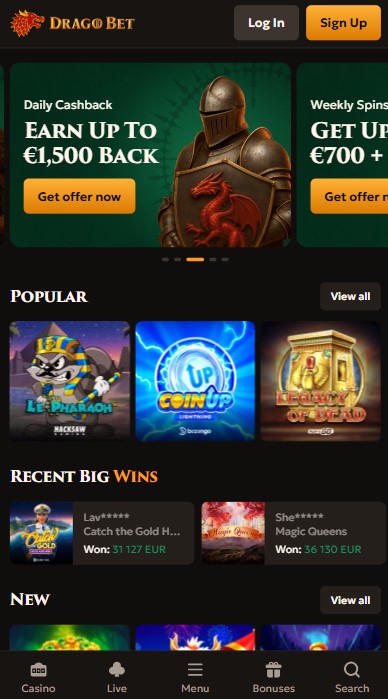 DragoBet Casino Lobby