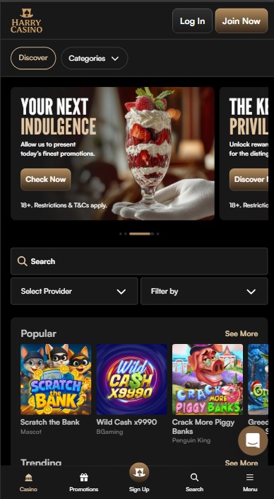 HarryCasino Lobby