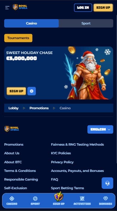 Royalspinia Casino Bonuses