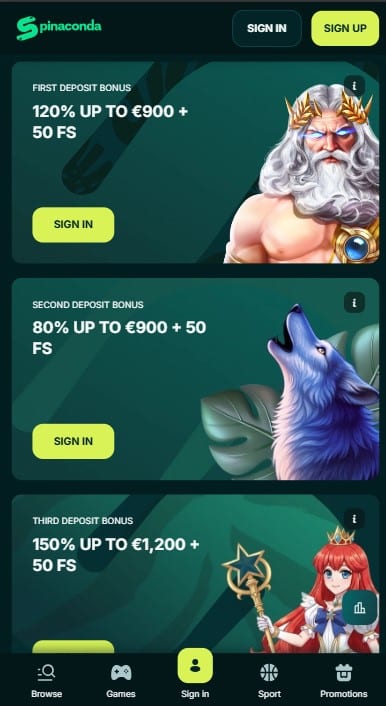 Spinaconda Casino Bonuses