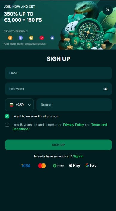 Spinaconda Casino Sign Up