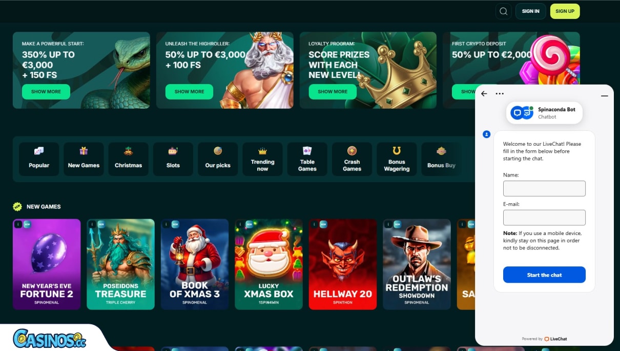 Spinaconda Casino Support