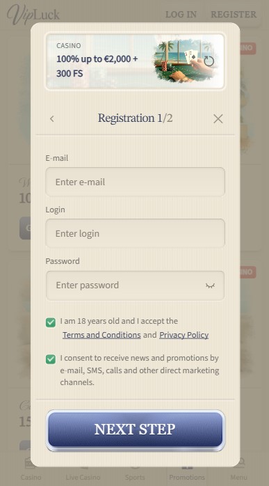 VipLuck Casino Sign Up