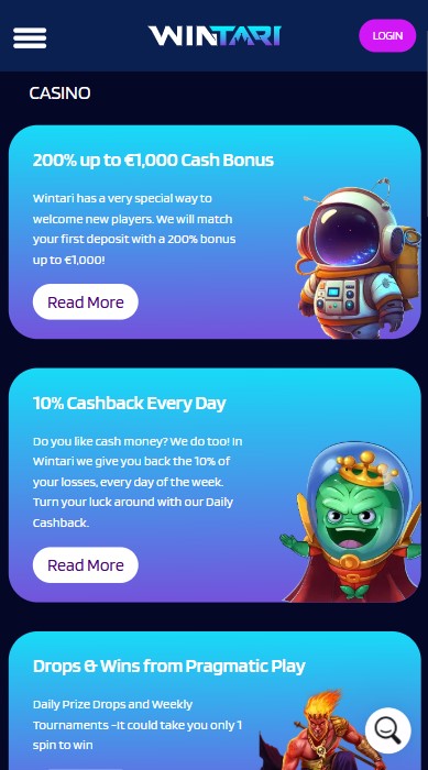 Wintari Casino BOnuses