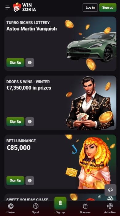 Winzoria Casino Bonuses