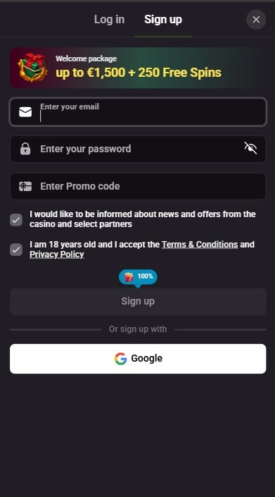 Winzoria Casino Sign Up