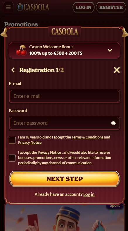 Casoola Casino Sign up