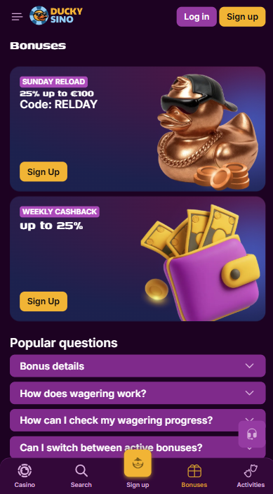 Duckysino Casino Bonuses