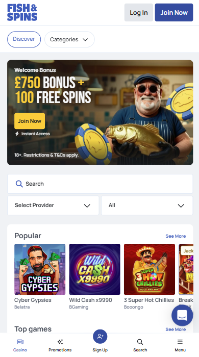 Fish & Spins Casino Lobby