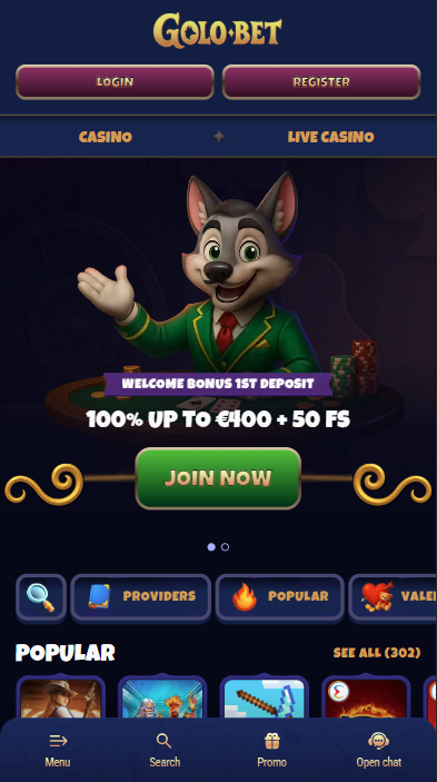 Golobet Casino Lobby