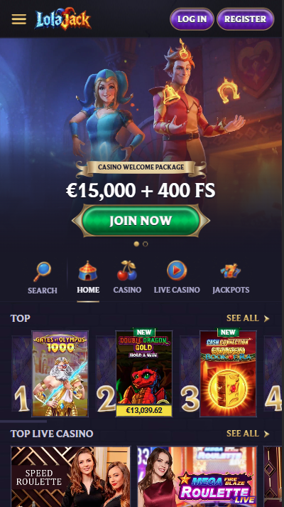 LolaJack Casino Lobby