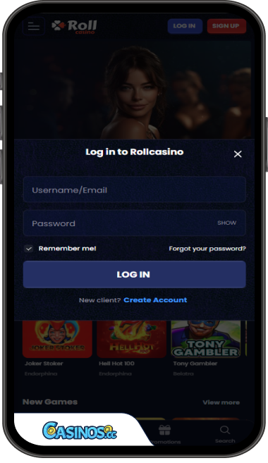 Rollcasino Login from Mobile