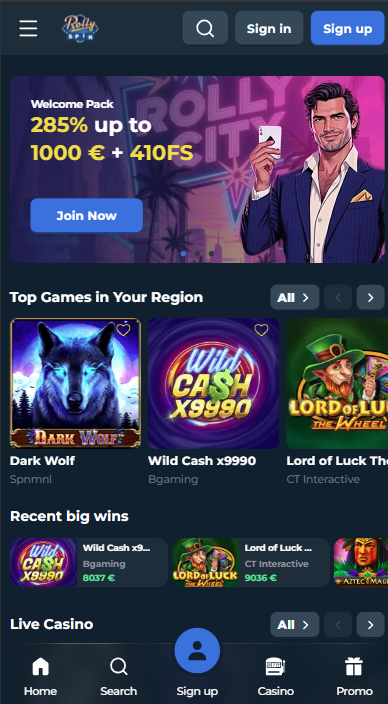 RollySpin Casino Lobby