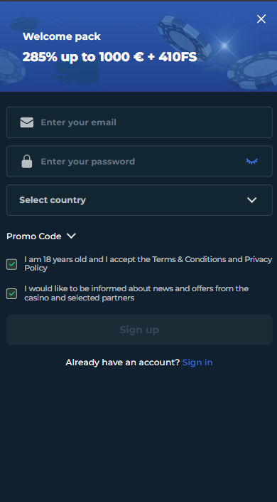 RollySpin Casino Sign Up