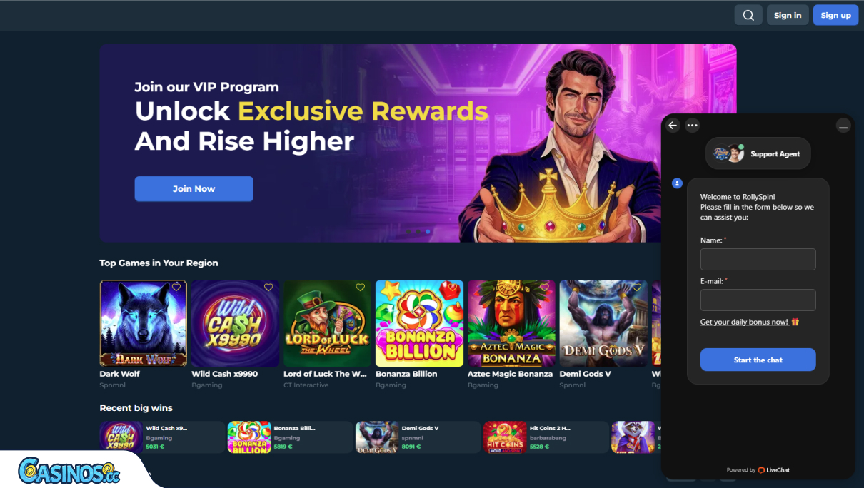 RollySpin Casino Support