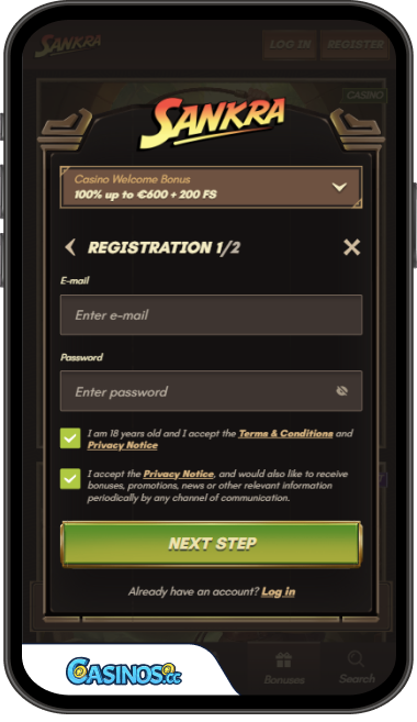 Sankra Casino Login from Mobile