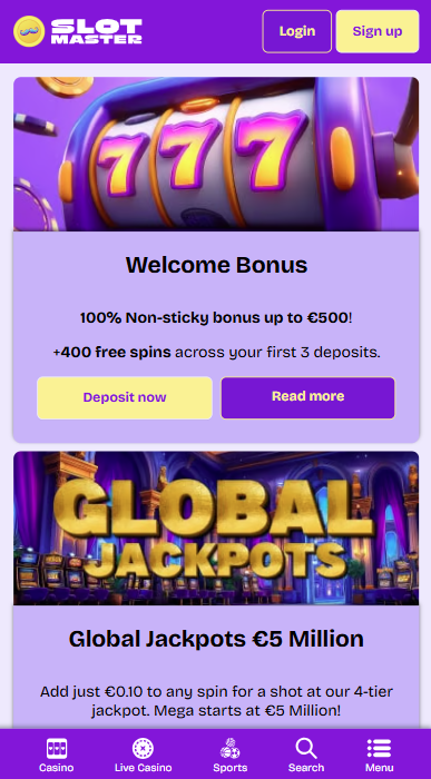 SlotMaster Casino Bonuses