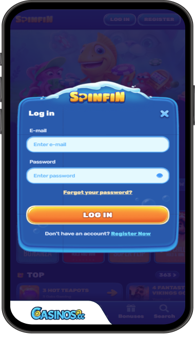 Spinfin Casino Login from Mobile