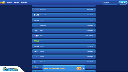 Spinfin Casino Payments