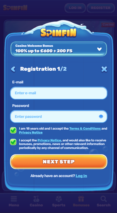 Spinfin Casino Sign Up