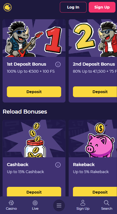 Spinorhino Casino Bonuses