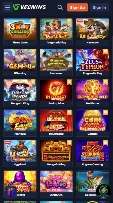 Velwins Casino Games