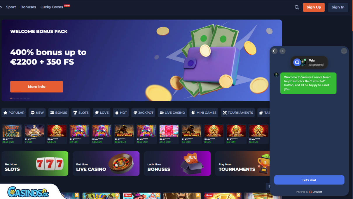 Velwins Casino Support