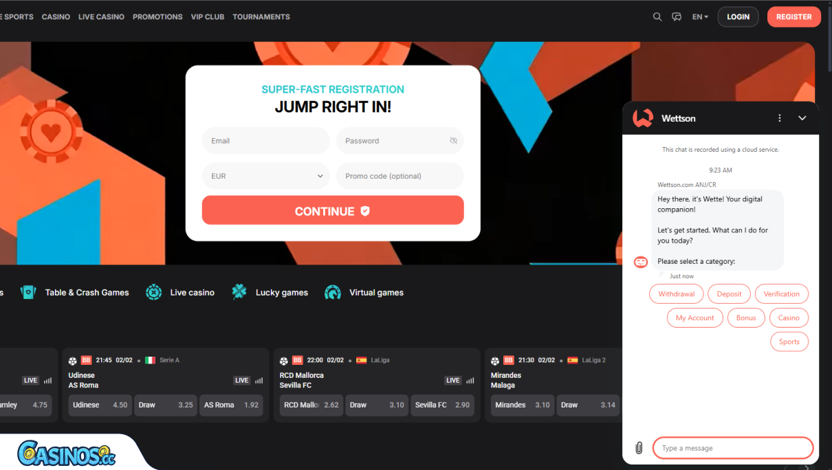 Wettson Casino Support