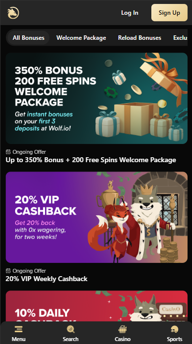 Wolf Casino Bonuses