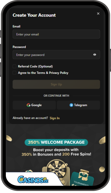 Wolf Casino Login from Mobile
