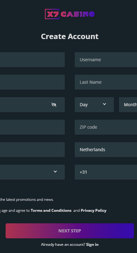 X7 Casino Sign Up