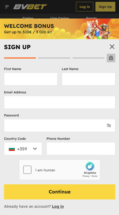 BVBet Casino Sign Up