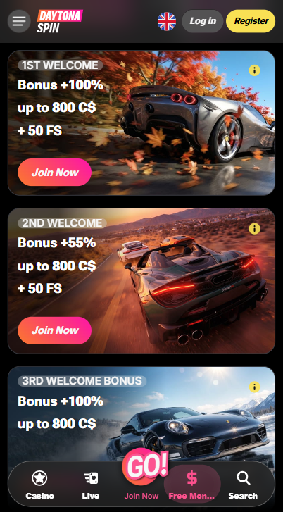 Daytona Spin Casino Bonuses