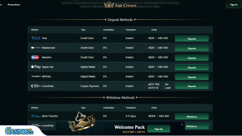 Fair Crown Casino Payments