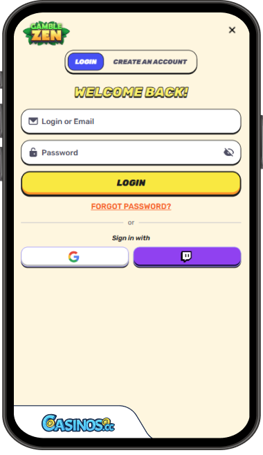 GambleZen Casino Login from Mobile
