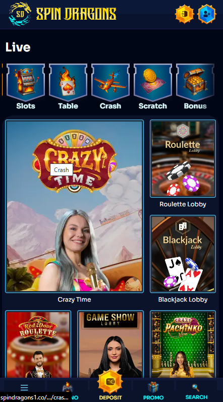 SpinDragons Casino Lobby